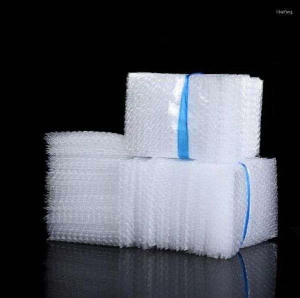 Confezione regalo 100PCS 80 100mm Busta di plastica Sacchetti di imballaggio a bolle bianche PE Borsa trasparente Antiurto Doppio film