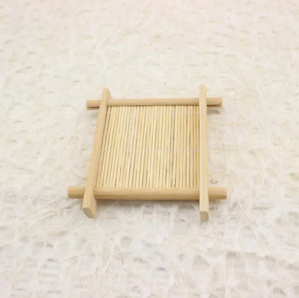 Мыло блюда зеленый бамбук-квадратная форма Краткая бамбуковая бамбуковая ванна ручной работы.