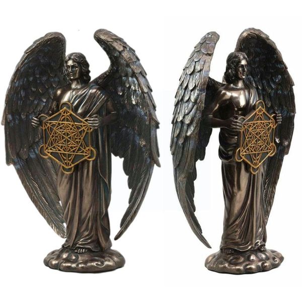 Dekorative Objekte Figuren Bronzefarbener Seraphim Sechsflügeliger Schutzengel mit Schwert Haus und Harzdekoration Große Statuen Statue Schlange G7T0 230105