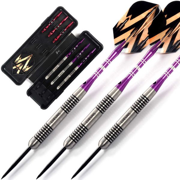 Darts CUESOUL 3-teiliges neues professionelles 18-g-Fässer-Dartpfeil-Set mit 95 % Wolfram-Stahlspitze und schmalem Dart-Flight-Aluminiumschaft 0106