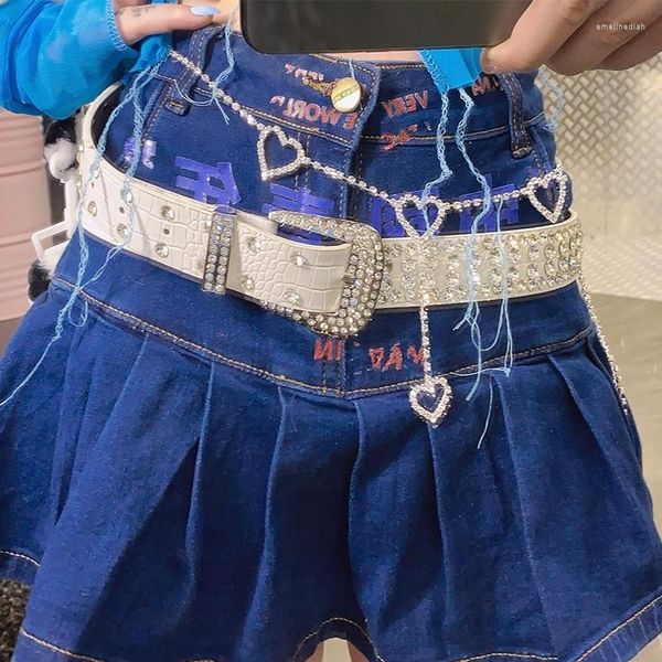 Cintos A026 D Dente Child Spice Girl Cinturão ajustável com diamante Y2K90S Millennium Love Caist Chain