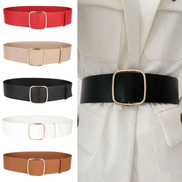Cinture Moda Vintage Casual Retro Cinturino largo in vita Cintura con fibbia senza foro Cintura in pelle per pantaloni