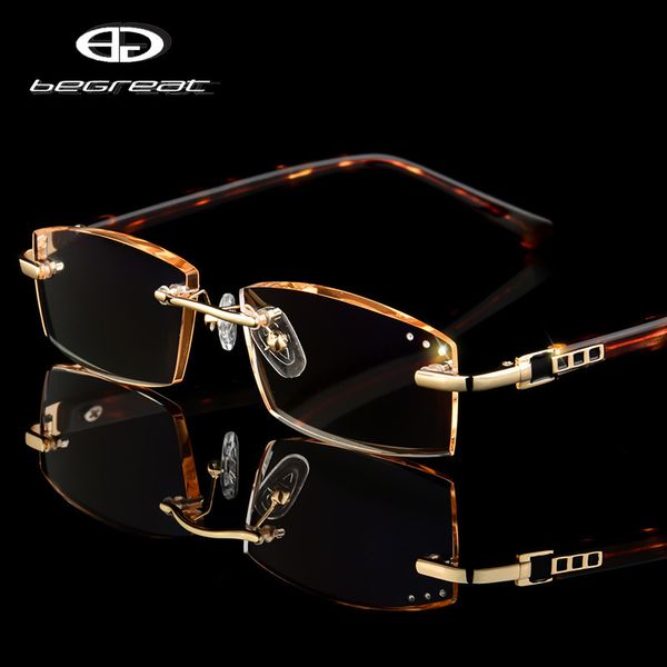 Sonnenbrille BEGREAT Luxus Designer Lesebrille Randlose Diamantschneiderahmen Quadratischer Leser Männer Frauen Presbyopie Antiblue Light 230105