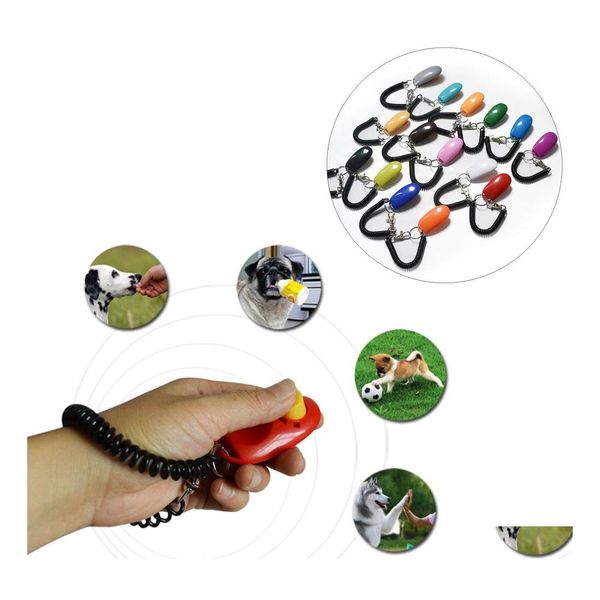 Hundetraining Gehorsam Tragbarer verstellbarer Ton Schlüsselanhänger und Handschlaufe Clicker Mti Color Pet Outdoor Whistle Dh0649 T03 Drop D Dh0Zy