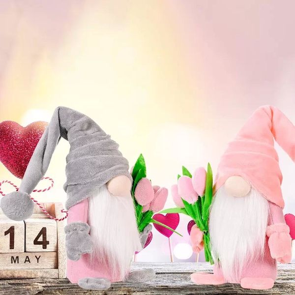 Decorazione natalizia Primavera Tulipano Gnomi Peluche Bambola nana Giocattolo Ornamenti per la cucina di casa Regalo per la festa della mamma di San Valentino