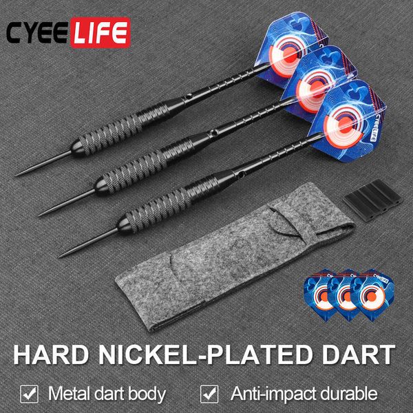 Darts CyeeLife 26g Steel Darts mit Etui Alu Shafts Professionelles Bar Darts Stahlspitzenset 0106