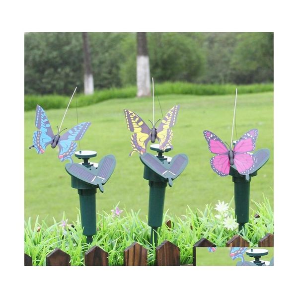 Gartendekorationen Solarenergie Tanzen Fliegende Schmetterlinge Beautif Kreative Flatternde Vibration Fliegen Kolibri Vögel Hofdekoration Dhha0