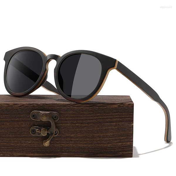 Marca de óculos de sol Bamboo Wood Men Women Classic Square Vintage Driving Sun Glasses Eco-amigas e biodegradável