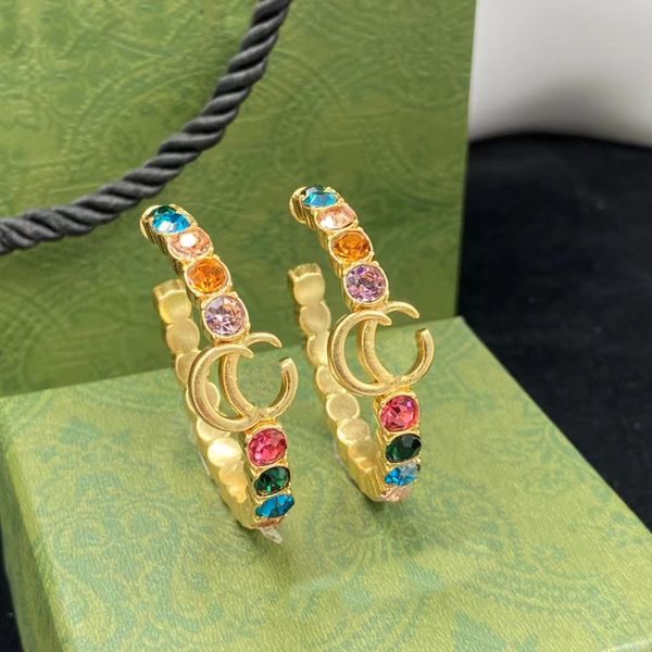 2022 nuovo colore diamante Hoop Huggie orecchini aretes orecchini personalità della moda orecchini a cerchio grande festa di nozze delle donne 343b