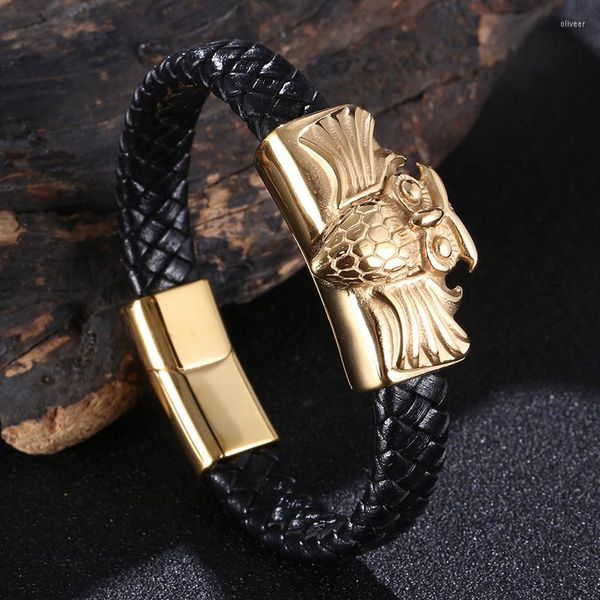 Bracelets de charme Acessórios de animais Design Design de estilo de luxo de aço inoxidável Pulpetente de couro Magnet preto Buckle Christmas Gift Sp1272
