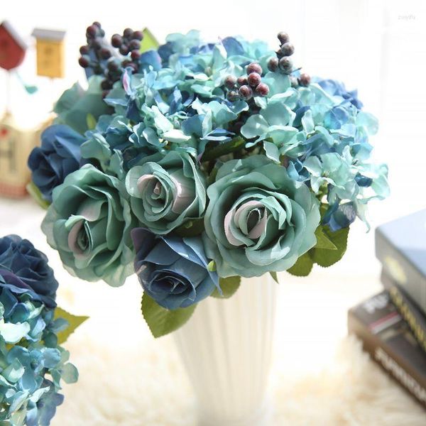 Fiori decorativi Flower Flower Silk Rosa Bridal Wedding Bouquet Bruide Bridesmaid per decorazione