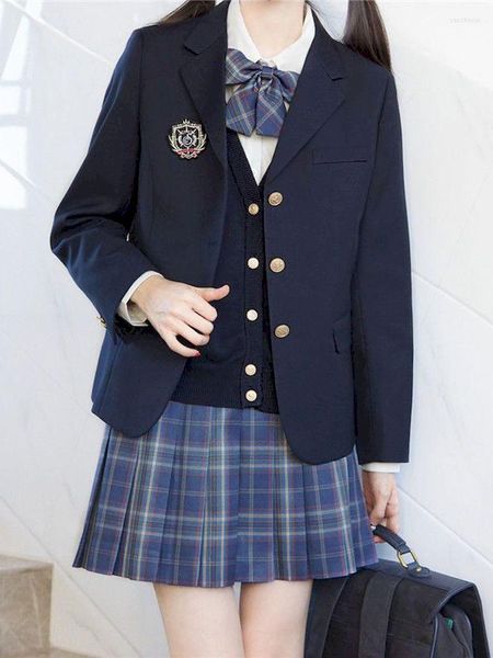 Ternos femininos femininos japoneses blazer jaqueta blazer jk uniforme da escola estudantil estudante menina estilo preppy pourtwear casaco preto cheio