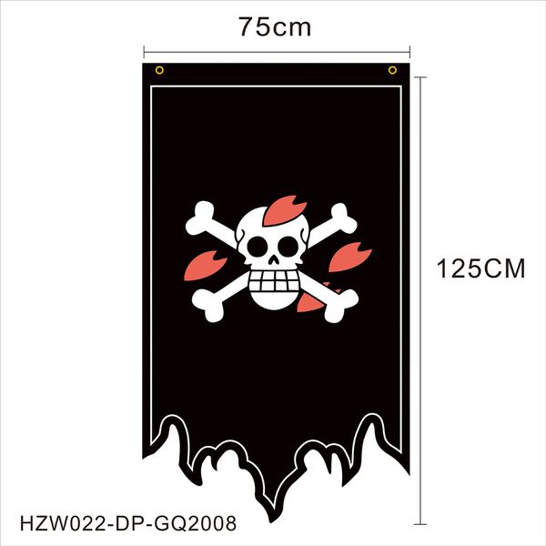2,5x4 ft bandeira pirata Sketon Polyester Decorative Home Party Bandas com dois ilh￳s puros de bronze de cobre