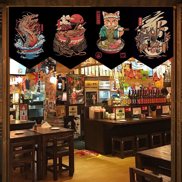 Perde Japonya Kısa Kapı Noren Ramen Pennant Mutfak Partisi Yarı Restorant Giriş Asma Bayrak Özel 230105