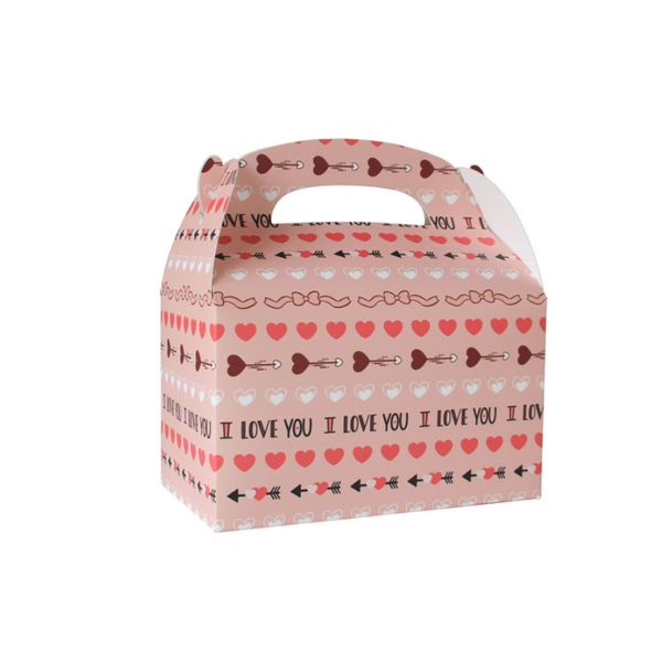 Valentinstag Party Hochzeit Liebe Griff Geschenkbox für handgemachte Keks Süßigkeiten Schokolade Verpackung Dekoration A376