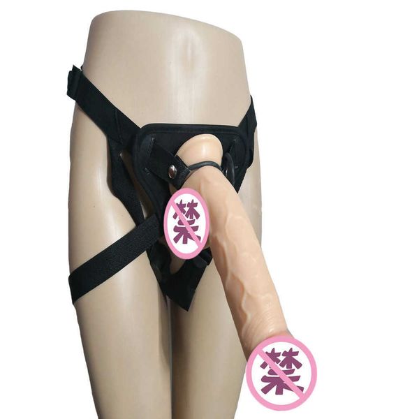Dildos de brinquedos sexuais usando calças de couro de imitação de pênis otário feminino lésbico masturbador