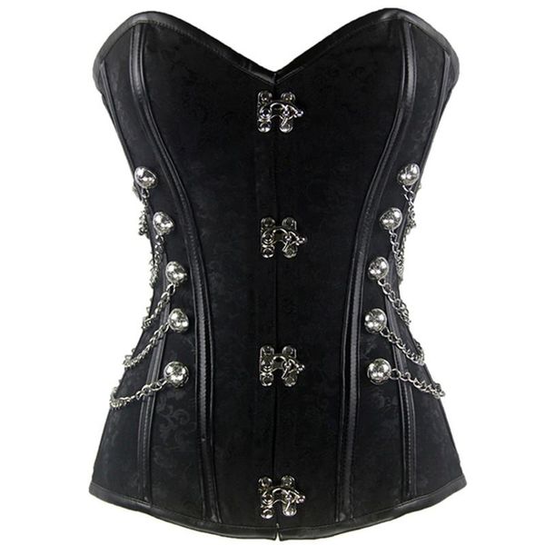 Bustiers Corsés Metal Locks Clips Steampunk Corset Cuero Body Shaperwear Mujer Ropa Steam Punk Retro Vintage Overbust Gothic Korse