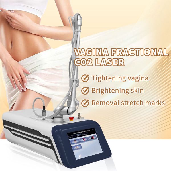 Máquina de beleza portátil fracionário de CO2 Máquina de beleza de pele indolor recapeamento de máquinas de aperto vaginal 10600nm Medical CO2 Laser para remoção de cicatrizes Tratamento de acne