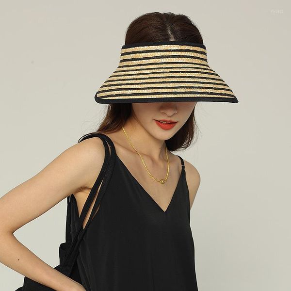 Широкие шляпы летняя соломенная пляжная шляпа Женский большой пустой топ -солнце