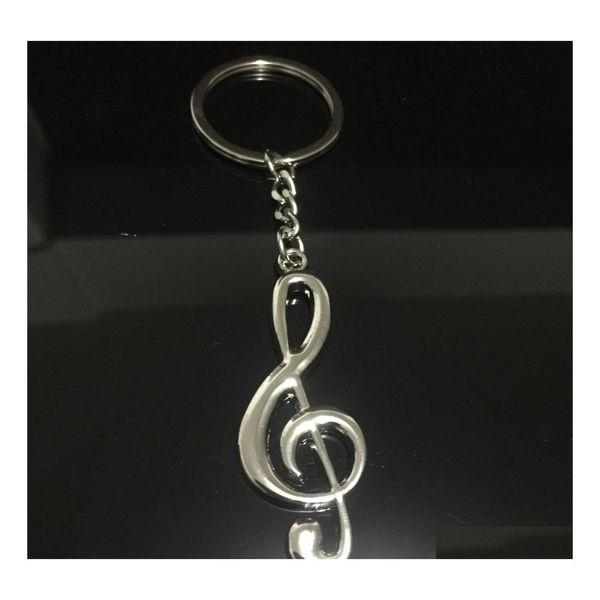 Keychains Bedanyards 1 peças Moda Chain Chain Ring Sier Plated Note Keychain para Car Música Símbolo Música Friend Friend Gift Dh27Q