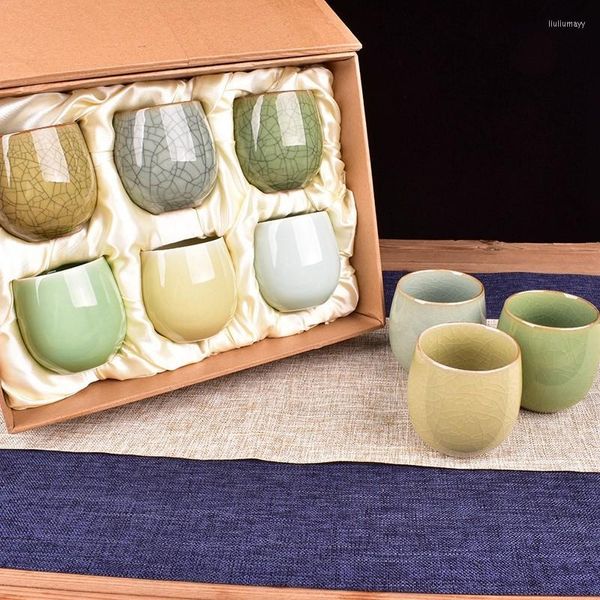 Чашки блюдцы 1 шт./3PCS японский стиль керамический чайный чайная чашка фарфоровая керамика для винной кофейной кружки Celadon Teacup оптом