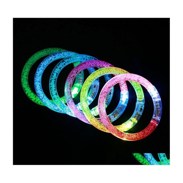 Andere Event Party Supplies LED Glitter Glow Armband Flash Light Stick Acryl Kristall Gradient Hand Ring Armreif Kreative Weihnachten Dhhqi