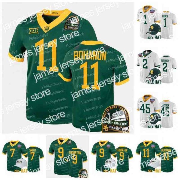 American College Football Wear Thr Baylor Bears 2022 Sugar Bowl Champions CFP-Trikot 11 Gerry Bohanon 7 Abram Smith 9 Tyquan Thornton 2 Terrel Bernard 45 Bryson Jackson