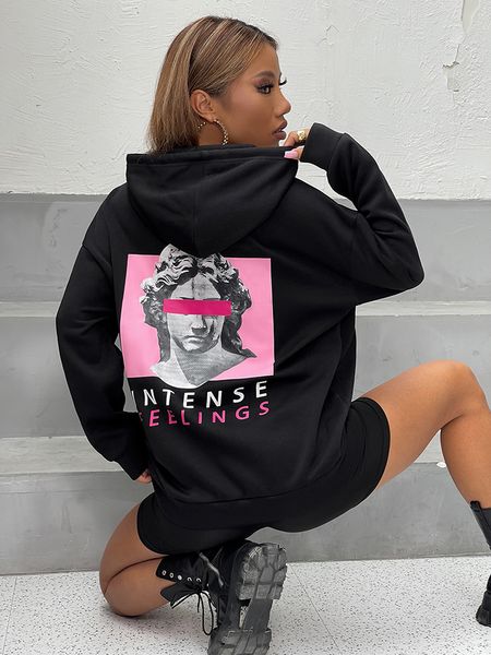 Herren Hoodies Sweatshirts Intense Feeling Sculpture Cover Eyes Bedruckter Damen Hoodie Straße Sportlicher Pullover Herbst Taschenkleidung Lässiges Damen Sweatshirt 230105