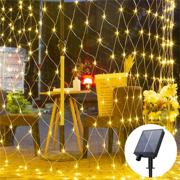 Strings Solar Power LED Net Curtain Mesh Fairy String Light Decorazione natalizia Anno 2023 Luci esterne Garland Street