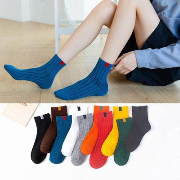 Damensocken, Strumpfwaren, Herbst und Winter, Frau, Tube, Baumwolle, täglich, gestreift, Paar, Mode, Stoff, Standards, wild, reine Farbe