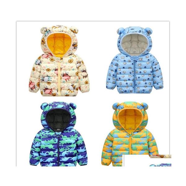 Вниз пальто младенческие куртки зимние рожденные девочки дети детские детские хлопковые теплые капюшоны для мальчиков.