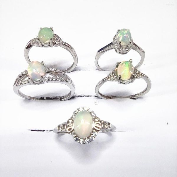 Rings de cluster Kjjeaxcmy Boutique Jóias 925 Sterling Sterling Natural Opal Micro Diamond Inclaid Meninas Anel