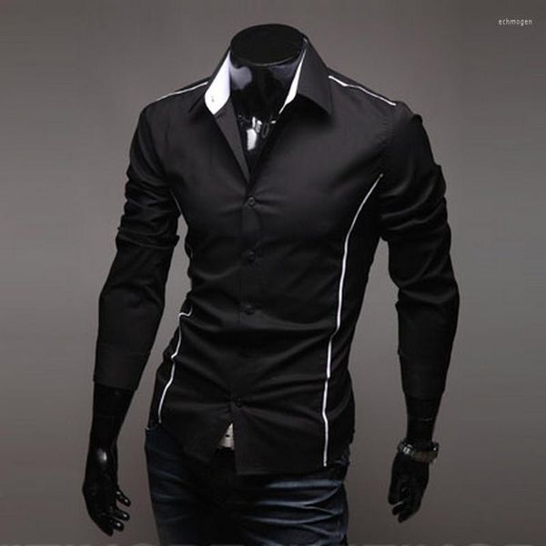 Camisas casuais masculinas 2023 luxo masculino estilista elegante tubulação