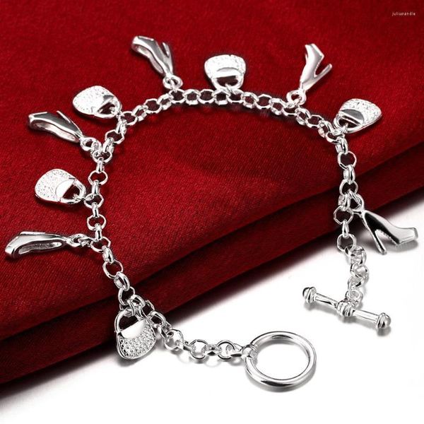 Link Armbänder 925 Farbe Silber Mode Schuh Tasche Einkaufskette Für Frau Hochzeit Party Weihnachtsgeschenke Hohe Qualität Schmuck