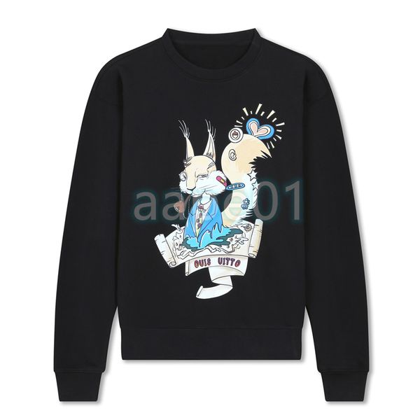 Felpa a maniche lunghe da uomo di lusso alla moda Doctor Rabbit Felpa con stampa a lettere Felpa con girocollo di design Top nero