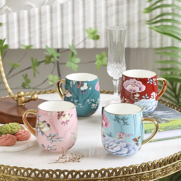 Canecas porcelana chá leite de café xícaras de café em cerâmica Luxo Luxo China Presente de aniversário Presentes de aniversário para casal Friends 400ml