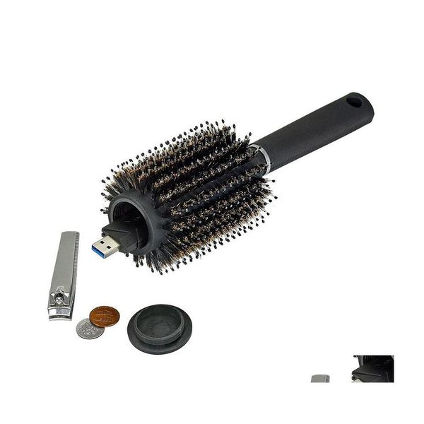 Scatole portaoggetti Bidoni Spazzola per capelli cava Pettine Nero Nascondiglio Sicuro Deviazione Sicurezza segreta Den Valuables Plastic Home Box Vt0443 Drop De Dhrva