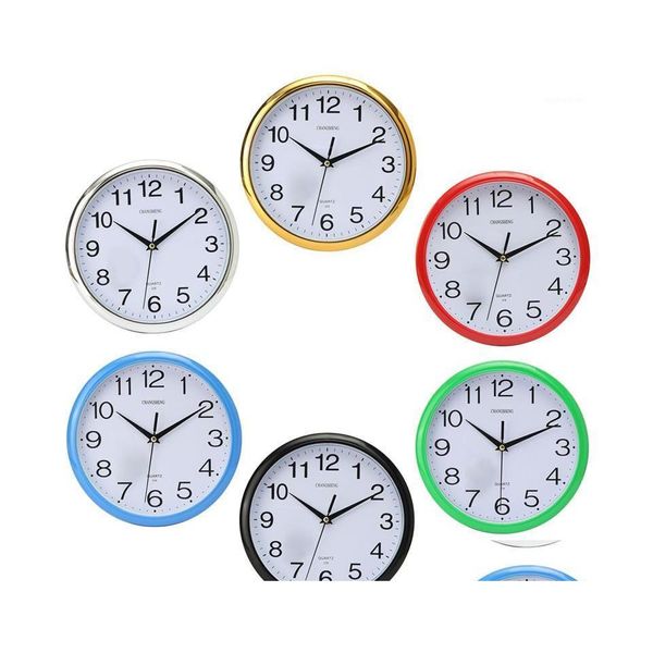 Wanduhren 12 Stunden Display Stille Retro Moderne runde Farbfarb Vintage rustikal dekorativ antikes Schlafzimmer Zeit Küche Home Uhr1 Drop DHMKO