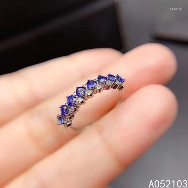 Кластерные кольца kjjeaxcmy fine jewelry 925 стерлинговое серебряное инкрустация натурального сапфирового кольца.