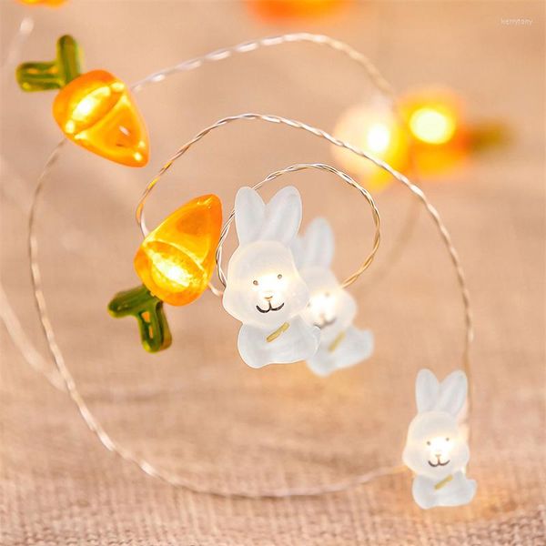 Corde 2M 20 LED Stringa di carota Luci Decorazione pasquale Scatola batteria impermeabile Simpatico cartone animato Lanterne Anno Decorazioni per feste