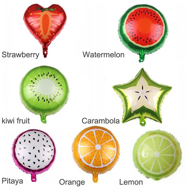 Balão em formato de frutas de 18 polegadas, melancia, laranja, morango, dia das crianças, decoração de festa de aniversário, balões de folha de alumínio, globo com forma de frutas