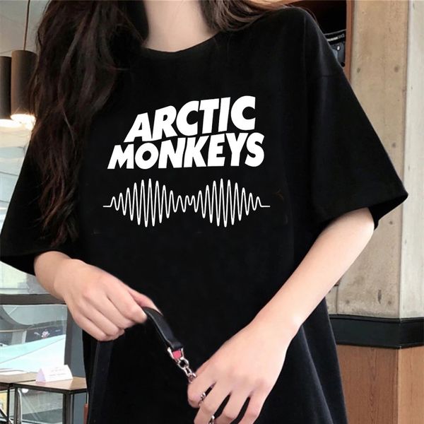 Camiseta feminina Arctic Monkeys Clothe Manga Casual 2023 Y2k Branco Feminino 230106