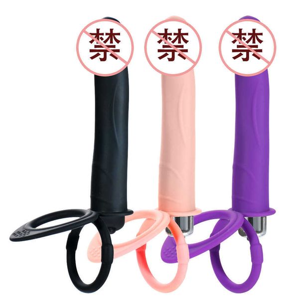 Toys de sexo Bullet Silica Gel Penis Dois Piledes Backyard Anal Plug Plug Plug Ring Double Ring Seminal Bloqueio