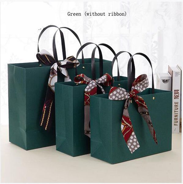 Kraft Paper Gift Jewelry Boxes Sacos de compras Bolsa de varejo Caixa de presente de papel preto com al￧as