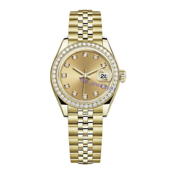 Womens Watch Luxury Designer Diamond Watch Automatische mechanische Schiebegröße 36mm 31 mm 28 mm Edelstahlgurt Wasserdichte Bewegung Goldene Uhre Goldene Uhr