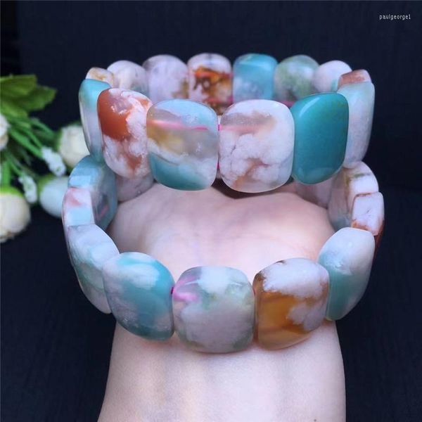 Strang Natürliche schöne blaue Kirschblüten Handreihe Karriere Reichtum Armband für Frauen Männer einfachen Kristall Modeschmuck