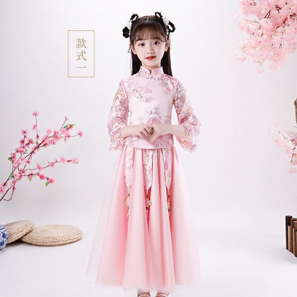 Abbigliamento etnico in stile cinese bambini Hanfu Costumi Principessa Folk Dance Gonne Abiti da sera per bambini