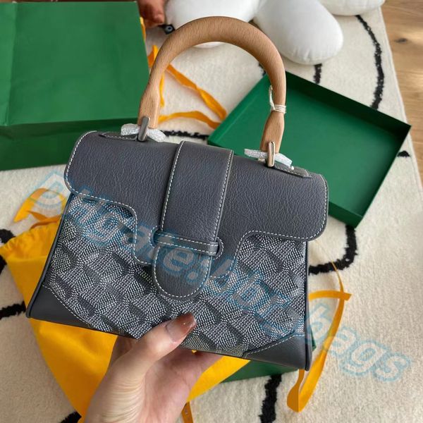 Echtes Leder, klassische Mode, Luxus-Saigon-Taschen, berühmte Geldbörsen, Holzgriff, Designer-Tragetaschen für Herren, Handtaschen, Clutch, Damen-Umhängetasche, Schulterklappe, Pochette-Tasche