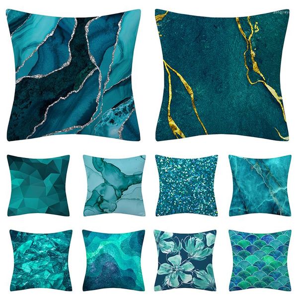 Kissenbezug 45 x 45 cm, blaugrün, Kissenbezug, Geometrie, abstrakt, Überwurf, nordisches dekoratives Sofa, Schmetterling, Mode