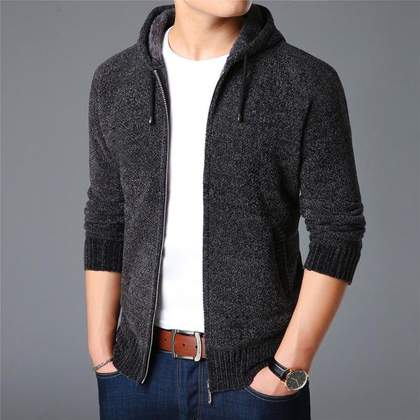 Maglioni da uomo 2023 uomini di marca di moda cardigan con cappuccio slim fit maglioni lavoro a maglia spesso caldo inverno stile coreano abbigliamento casual